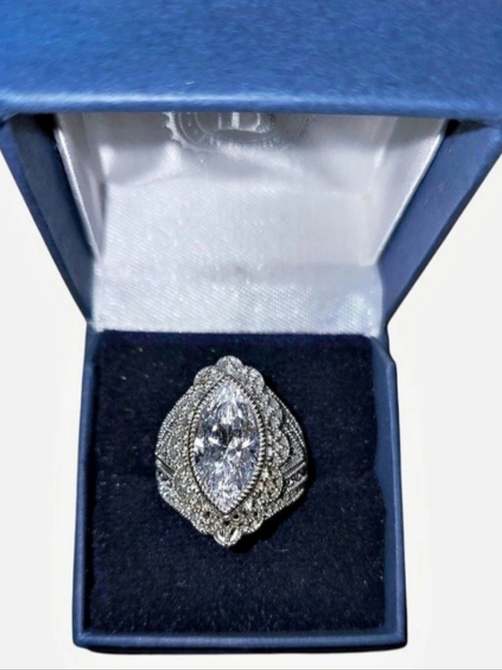 Vintage Style Silver Marquise Statement Ring Bradford Exchange